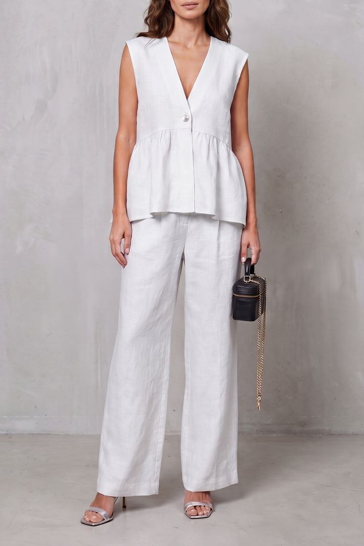 Nina v neck peplum top and wide leg trouser set – image 11