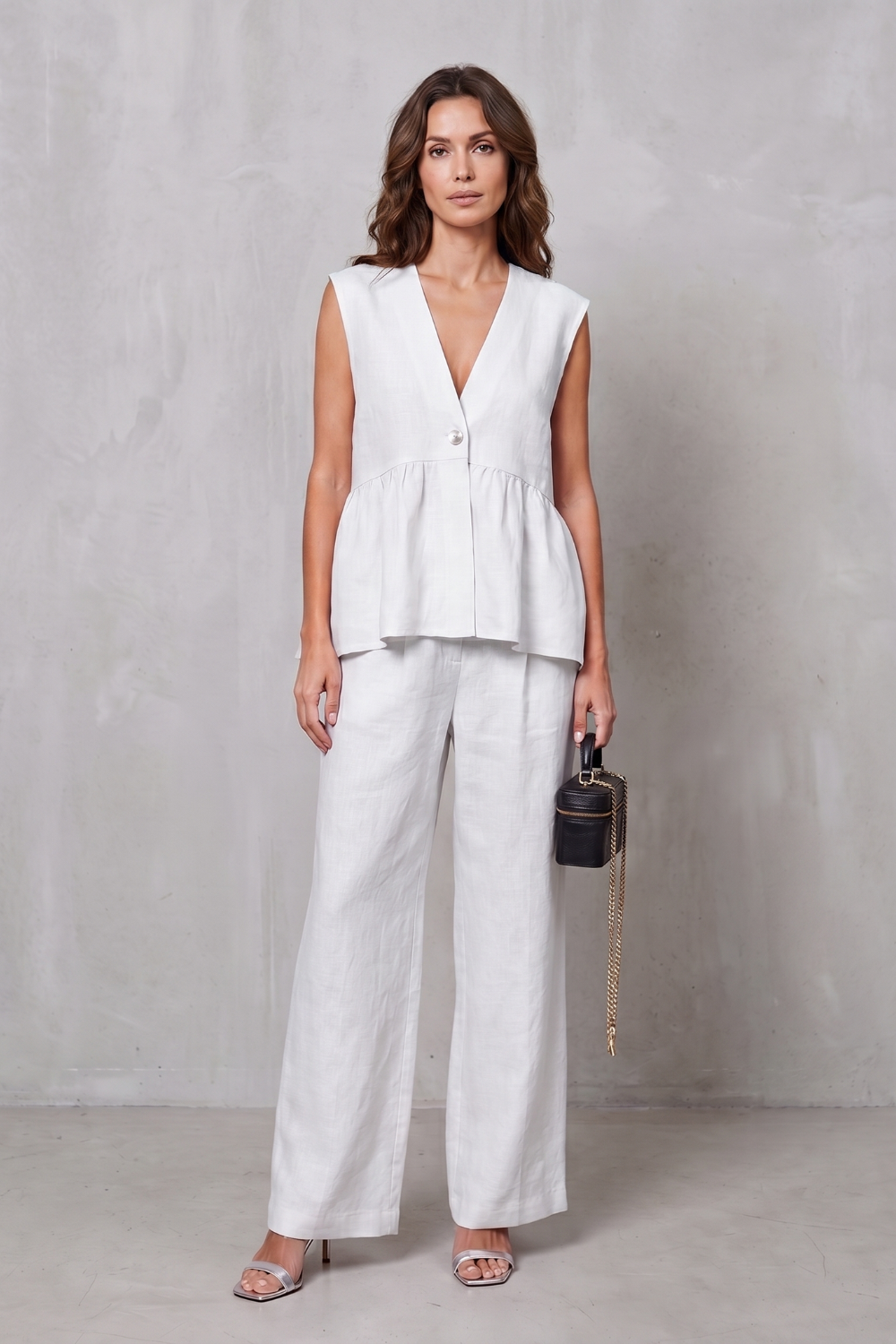 Nina v neck peplum top and wide leg trouser set – image 12