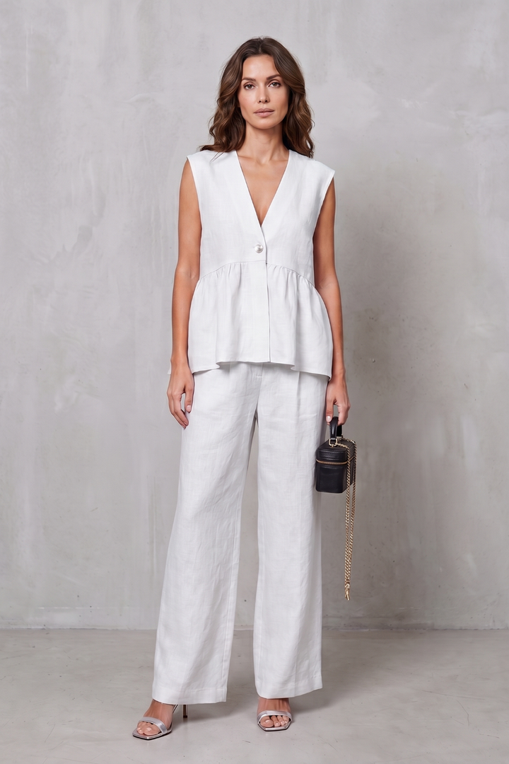 Nina v neck peplum top and wide leg trouser set – image 12