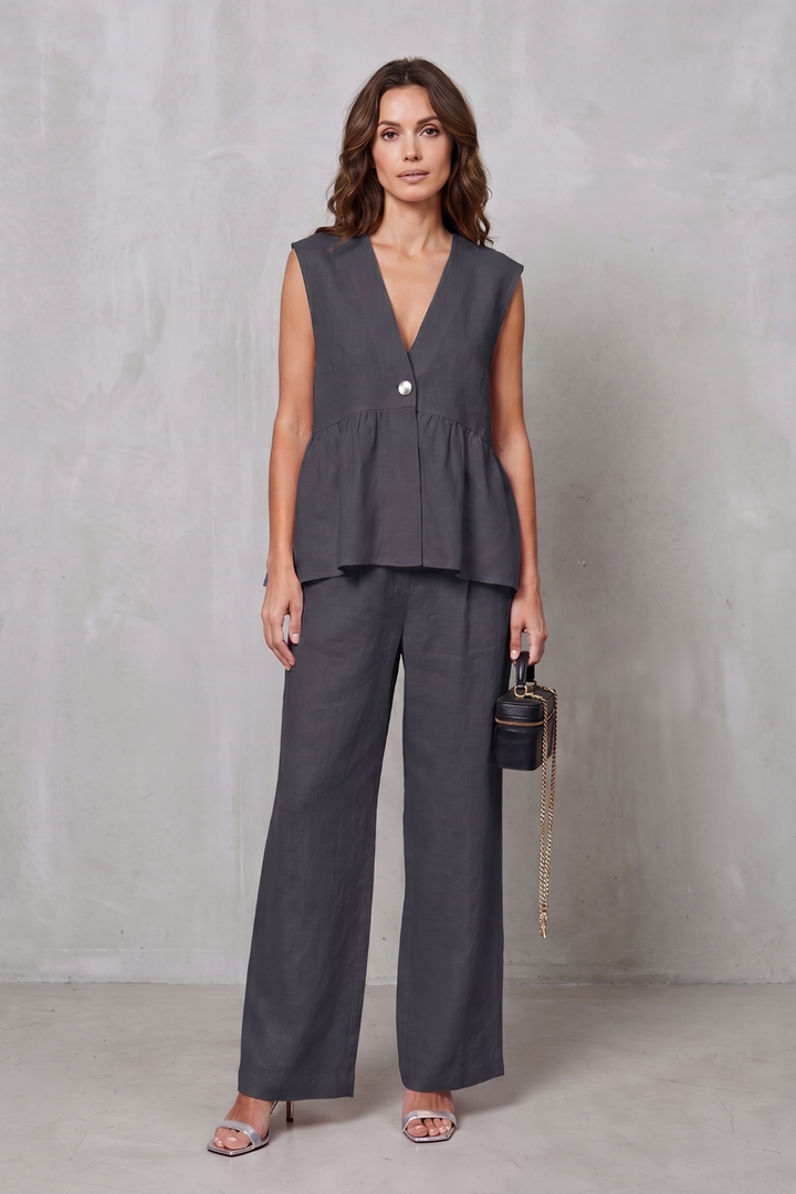Nina v neck peplum top and wide leg trouser set – image 6