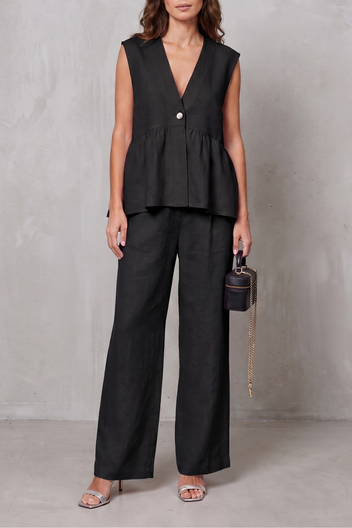Nina v neck peplum top and wide leg trouser set – image 7