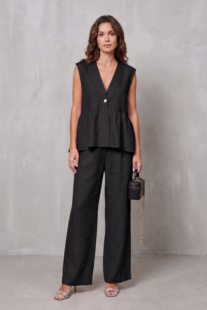 Nina v neck peplum top and wide leg trouser set – image 8
