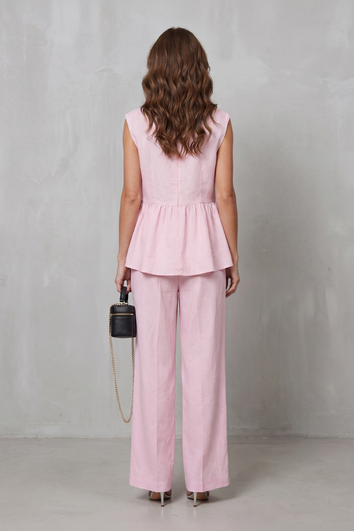 Nina v neck peplum top and wide leg trouser set – image 4