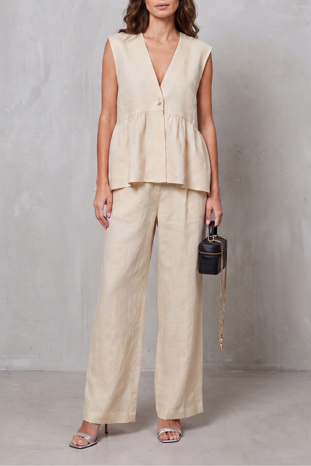 Nina v neck peplum top and wide leg trouser set – image 9