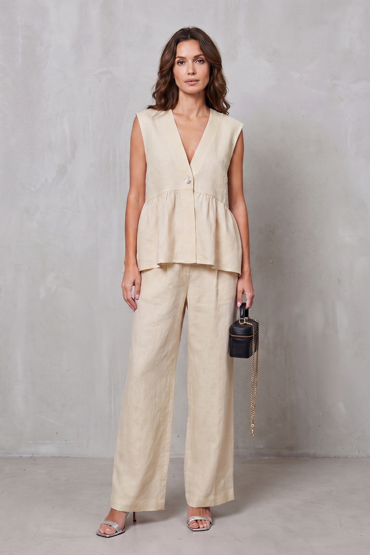 Nina v neck peplum top and wide leg trouser set – image 10