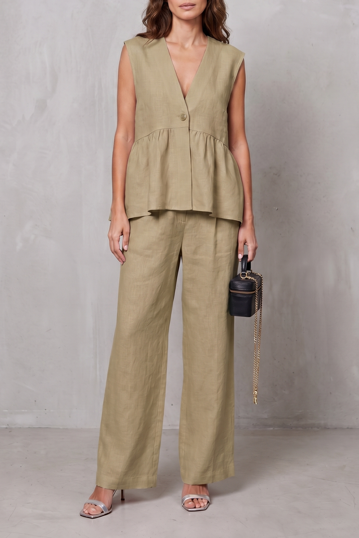Nina v neck peplum top and wide leg trouser set – image 13