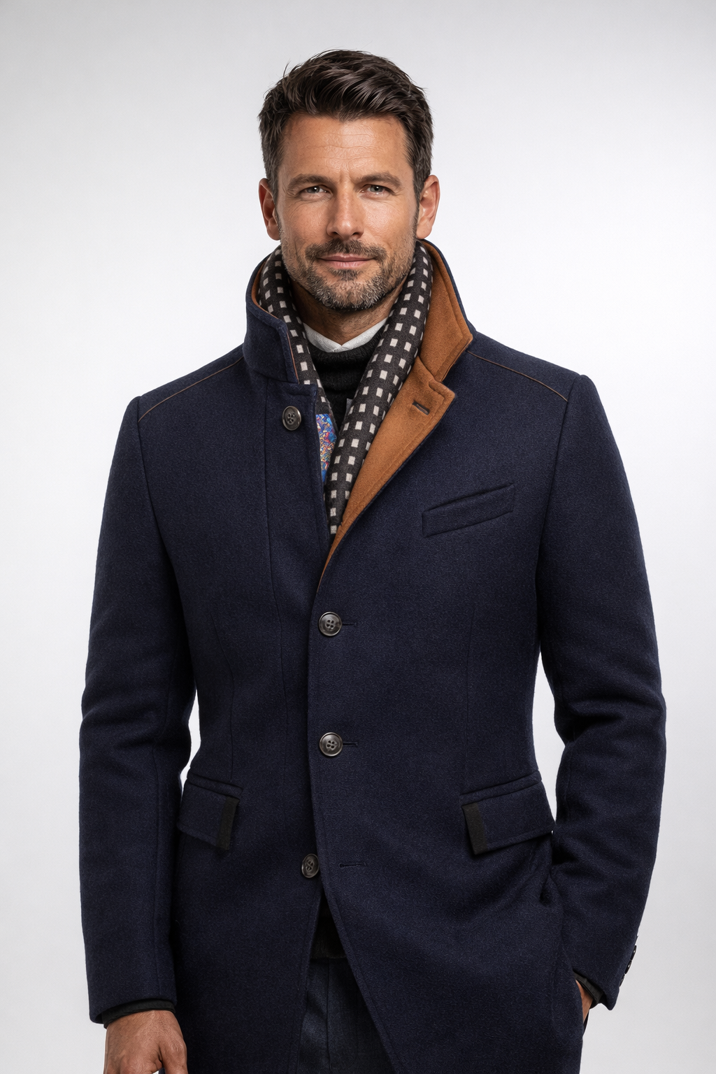 Araminta contrast trim stand collar coat – image 13