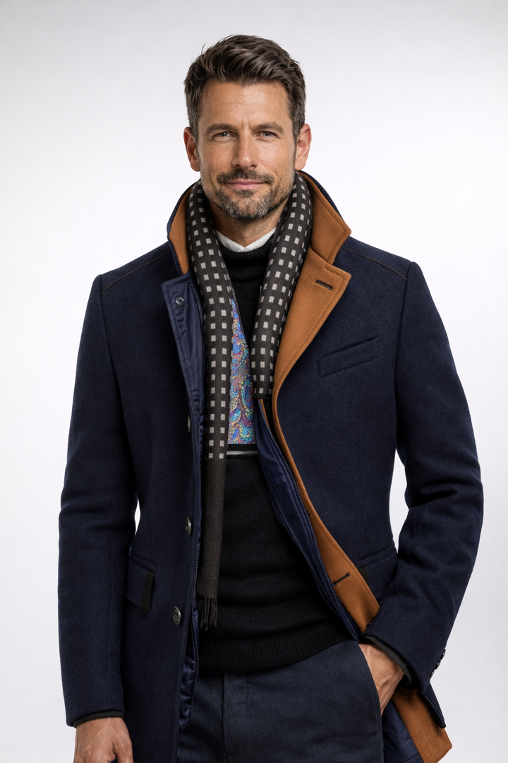 Araminta contrast trim stand collar coat – image 12