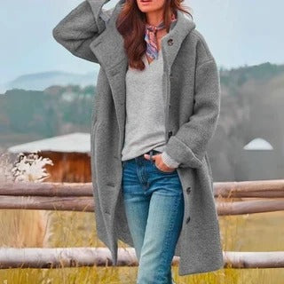 Bryher relaxed hooded coat with button front – image 5