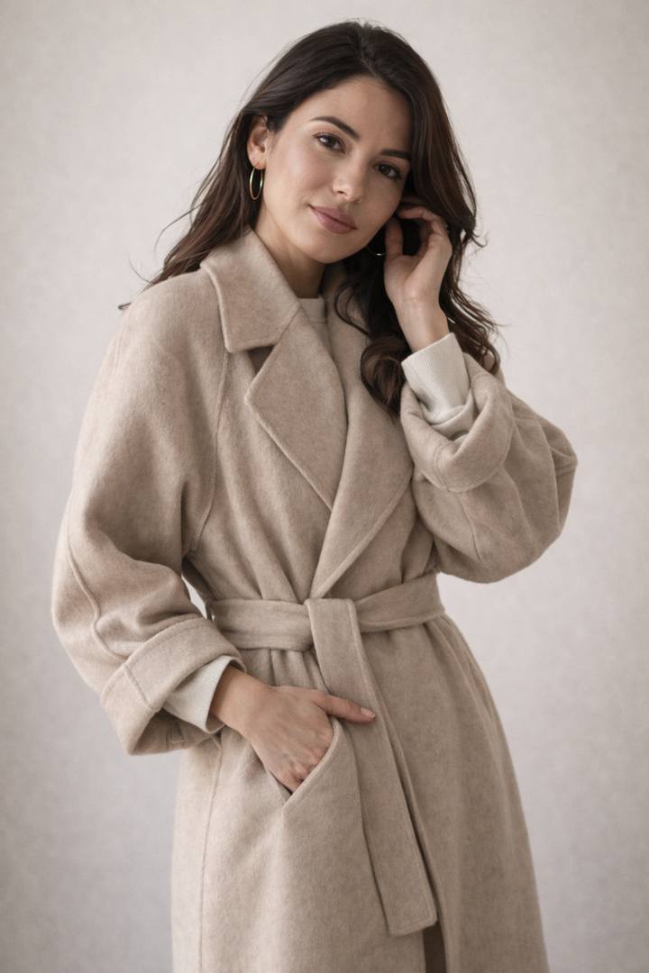 Ianthe belted long coat with wide lapels – image 7
