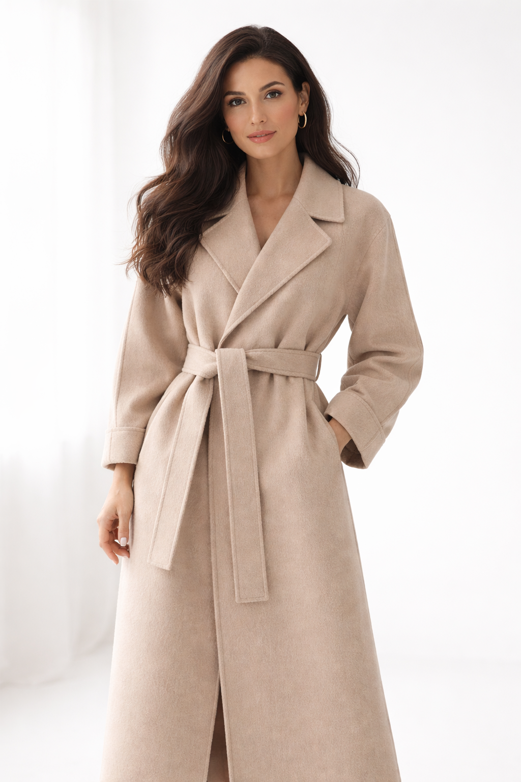 Ianthe belted long coat with wide lapels – image 6