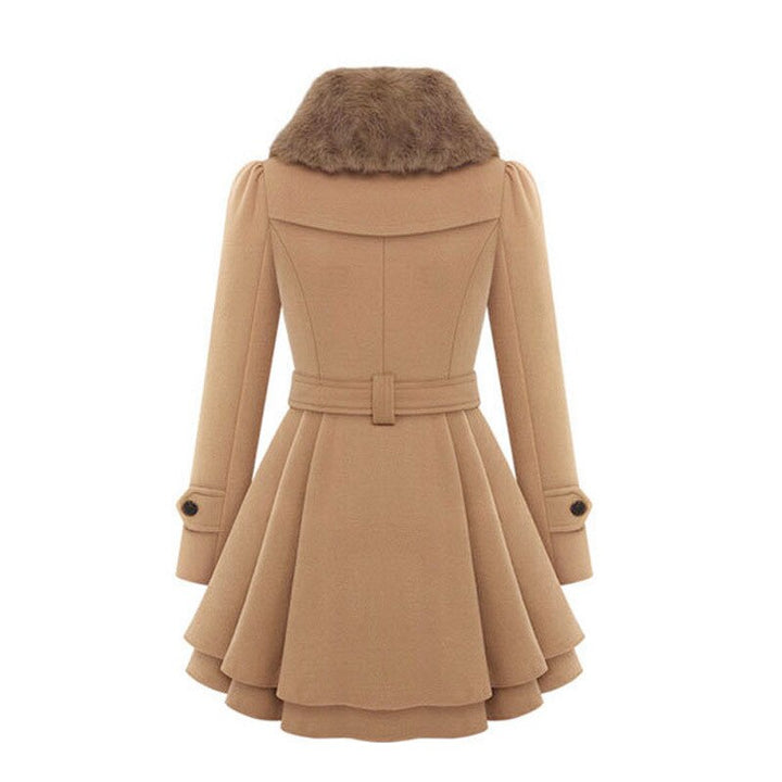 Sissel belted peplum wool coat with faux fur collar – image 2