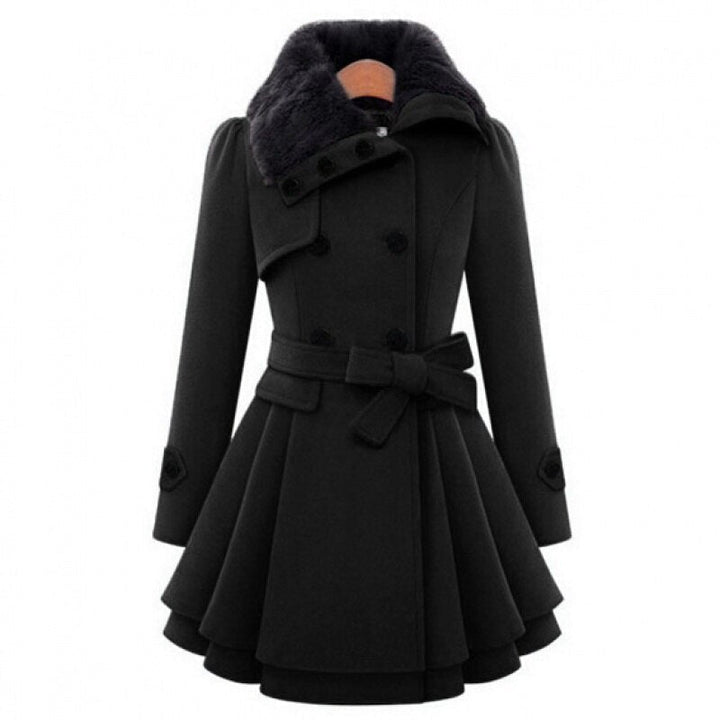 Sissel belted peplum wool coat with faux fur collar – image 5