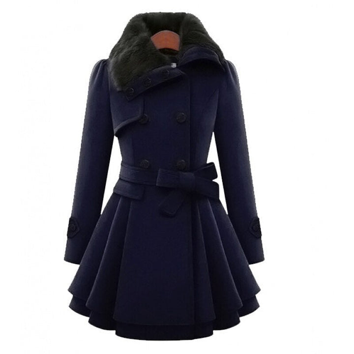 Sissel belted peplum wool coat with faux fur collar – image 4
