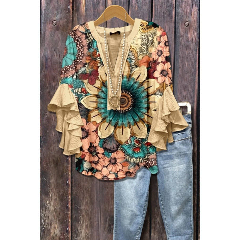 Agatha ruffle blouse with long sleeves