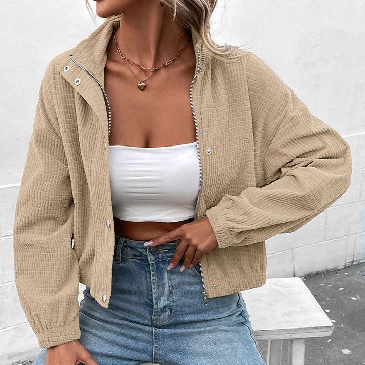 Cleo | Elegant Cropped Zip Up Jacket