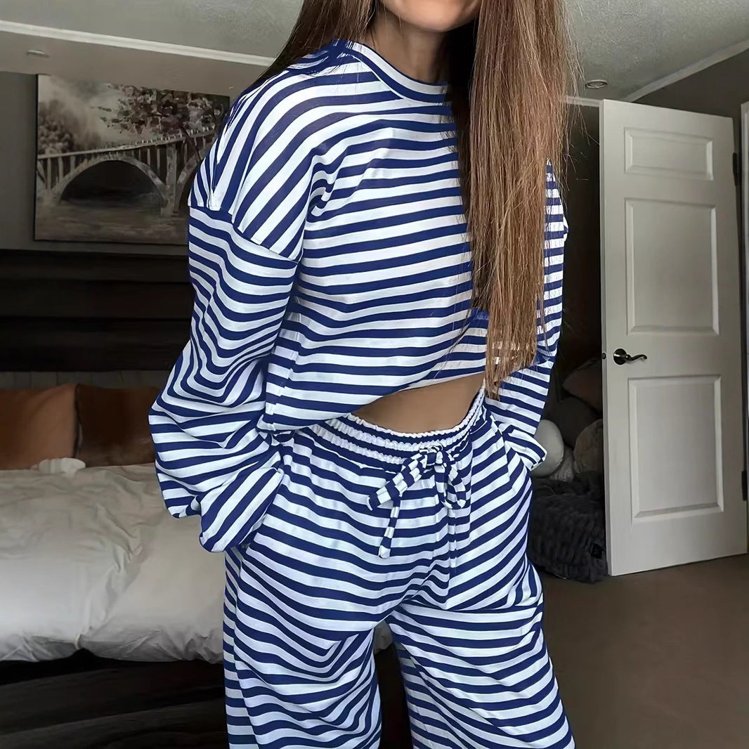 Nadege striped lounge set with wide leg trousers – image 2