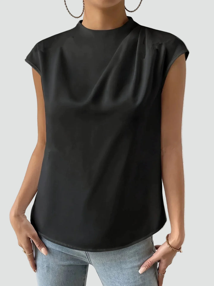 Louisa sleeveless satin blouse in black