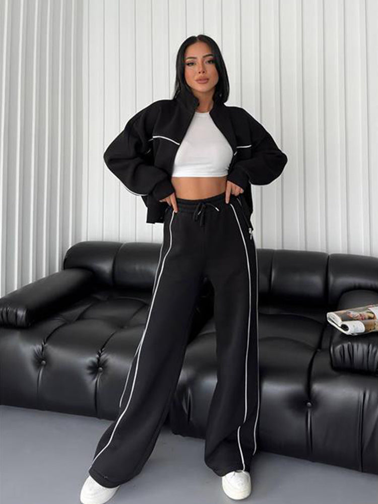 Hyacinth oversized zip up tracksuit set with contrast piping – image 10