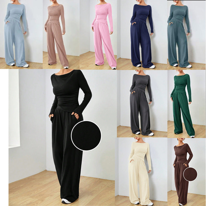 Minerva ruched top and palazzo trouser set