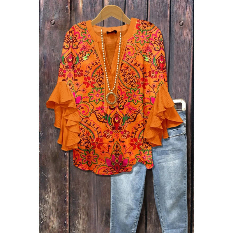Agatha ruffle blouse with long sleeves