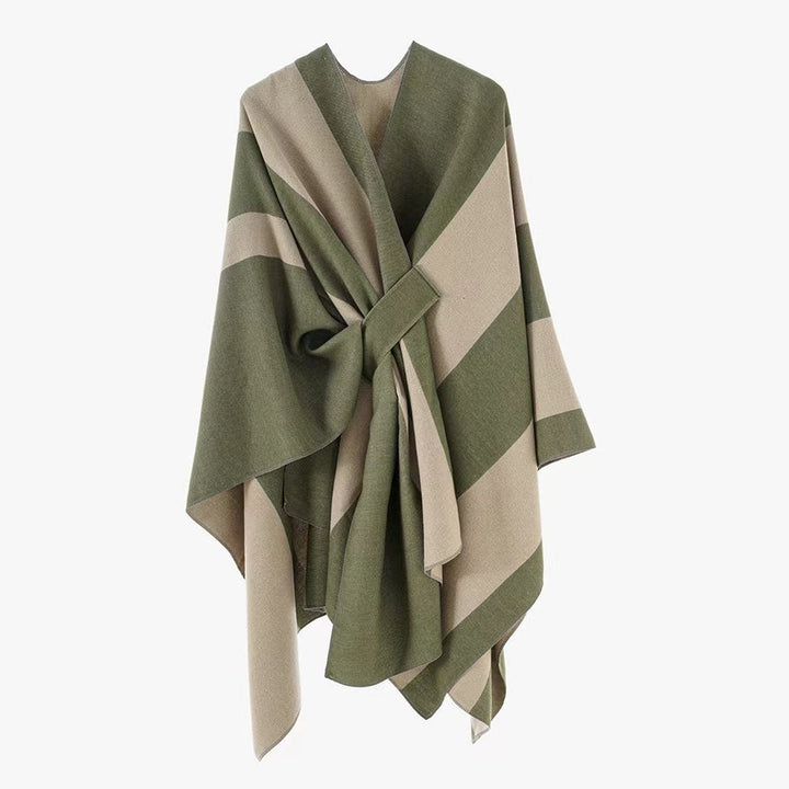 Rosella belted knit poncho with contrast trim – image 9