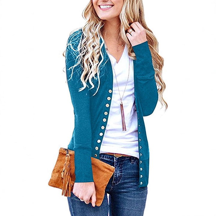 Stine fine knit cardigan with metal buttons – image 3