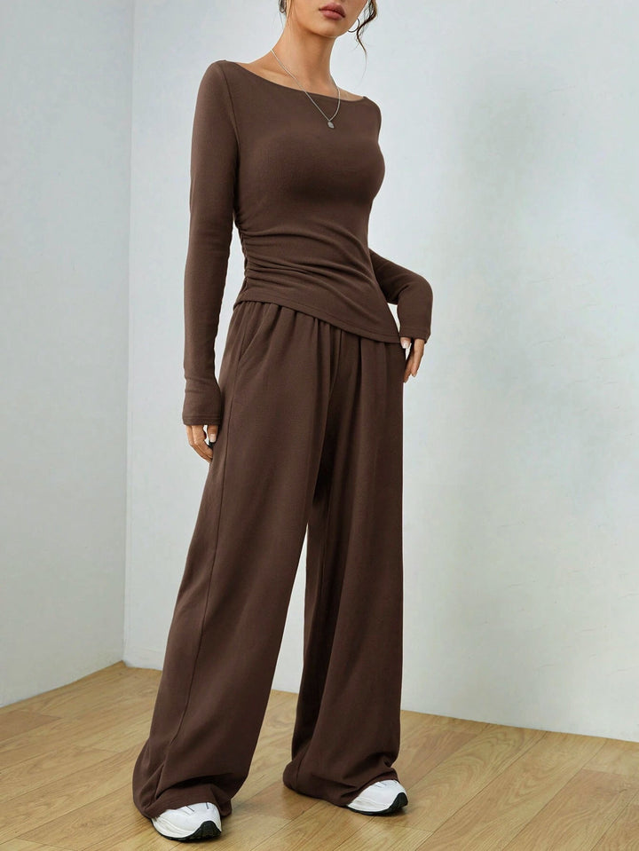Minerva ruched top and palazzo trouser set – image 12