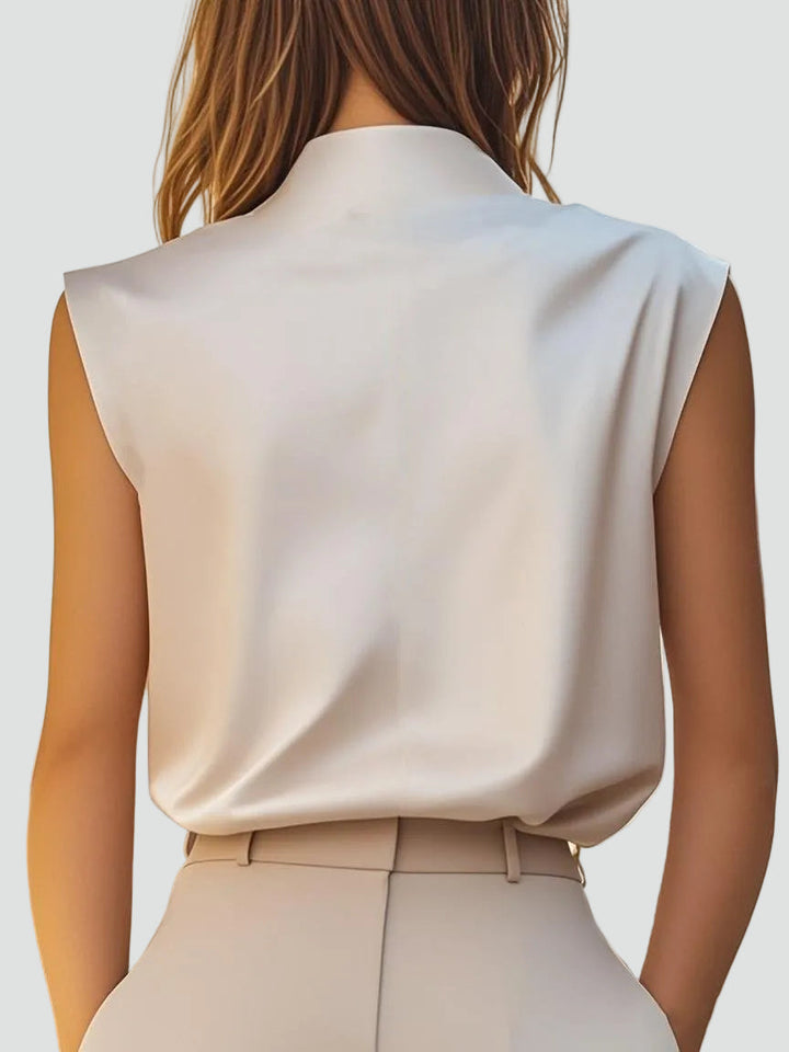 Philippa champagne satin blouse, detail