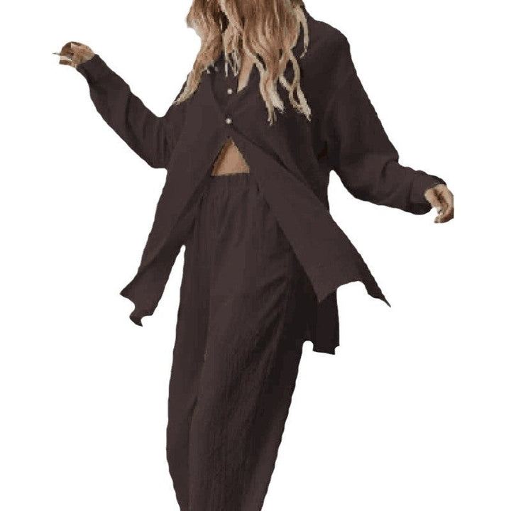 Davina satin pyjama set with wide leg trousers – image 5