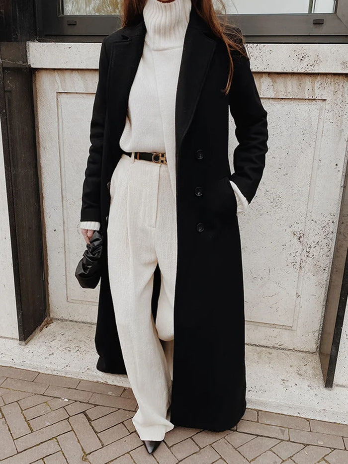 Juliet longline coat, collar detail