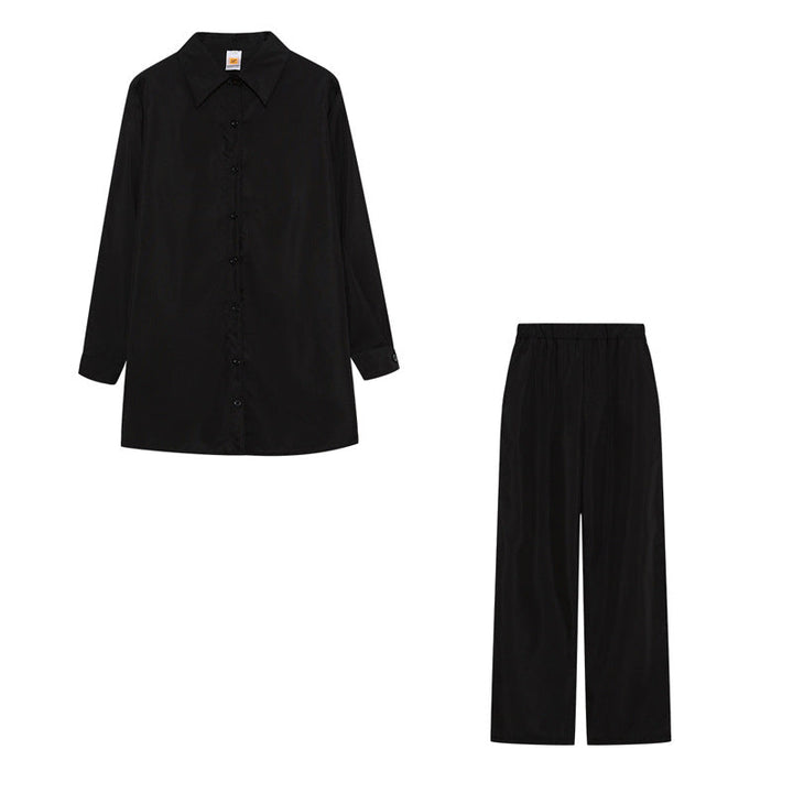 Davina satin pyjama set with wide leg trousers – image 11