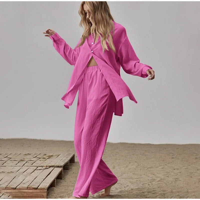 Davina satin pyjama set with wide leg trousers – image 2