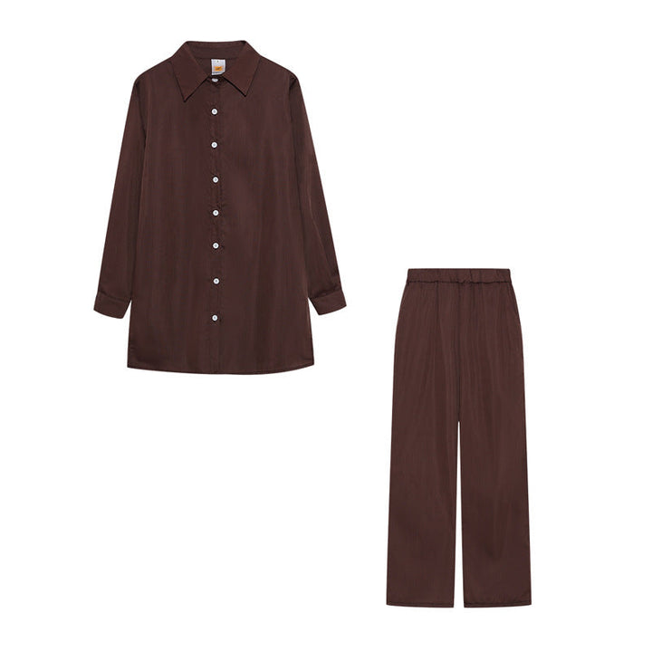Davina satin pyjama set with wide leg trousers – image 8