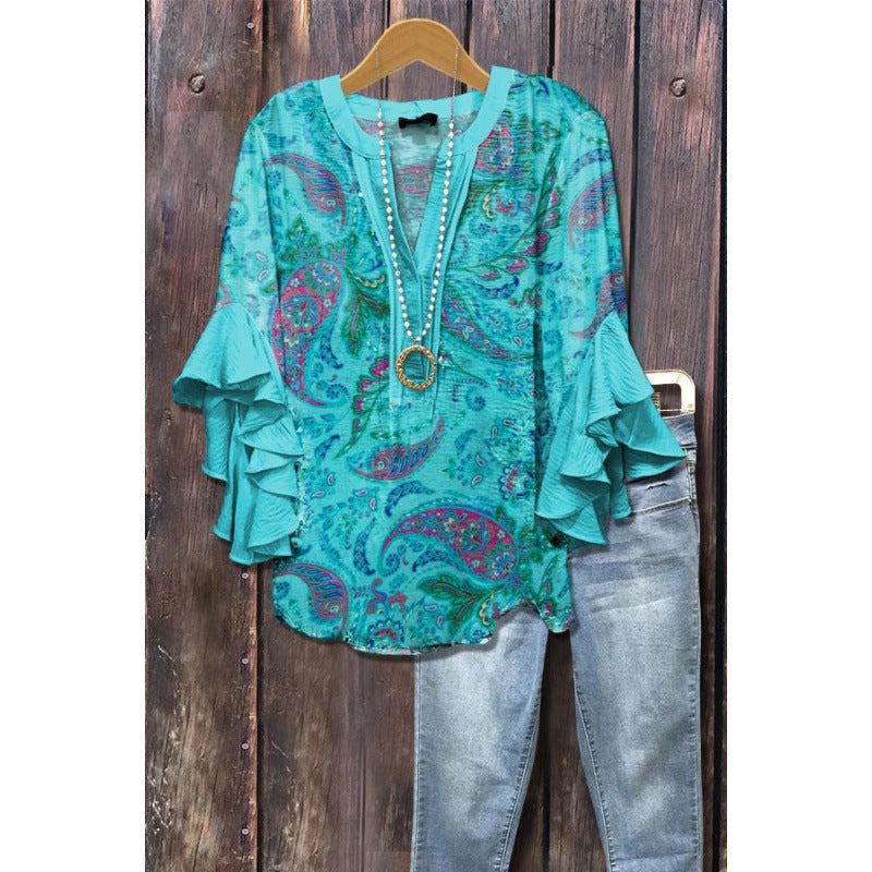 Agatha ruffle blouse with long sleeves