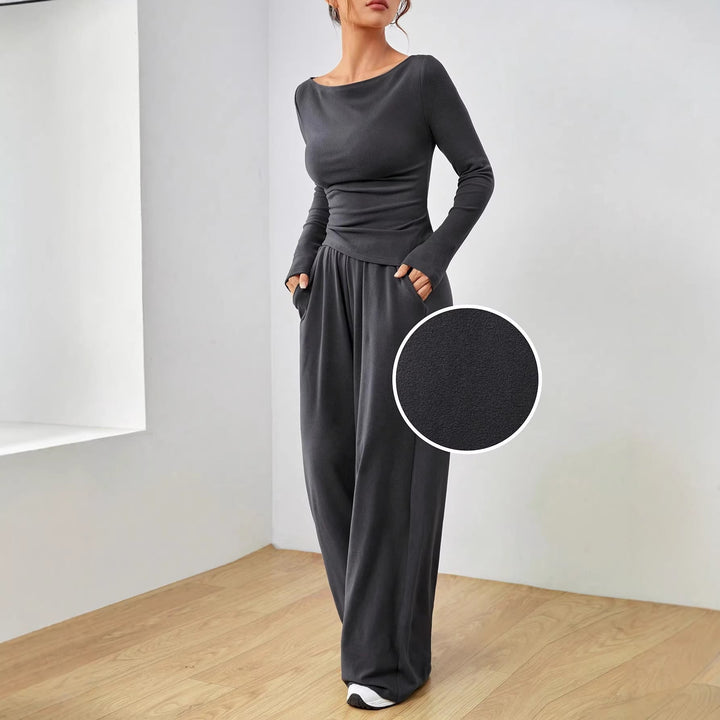 Minerva ruched top and palazzo trouser set – image 5