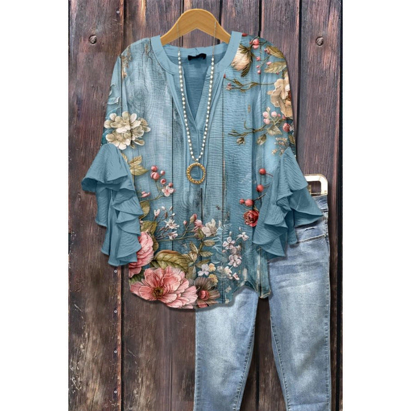 Agatha ruffle blouse with long sleeves