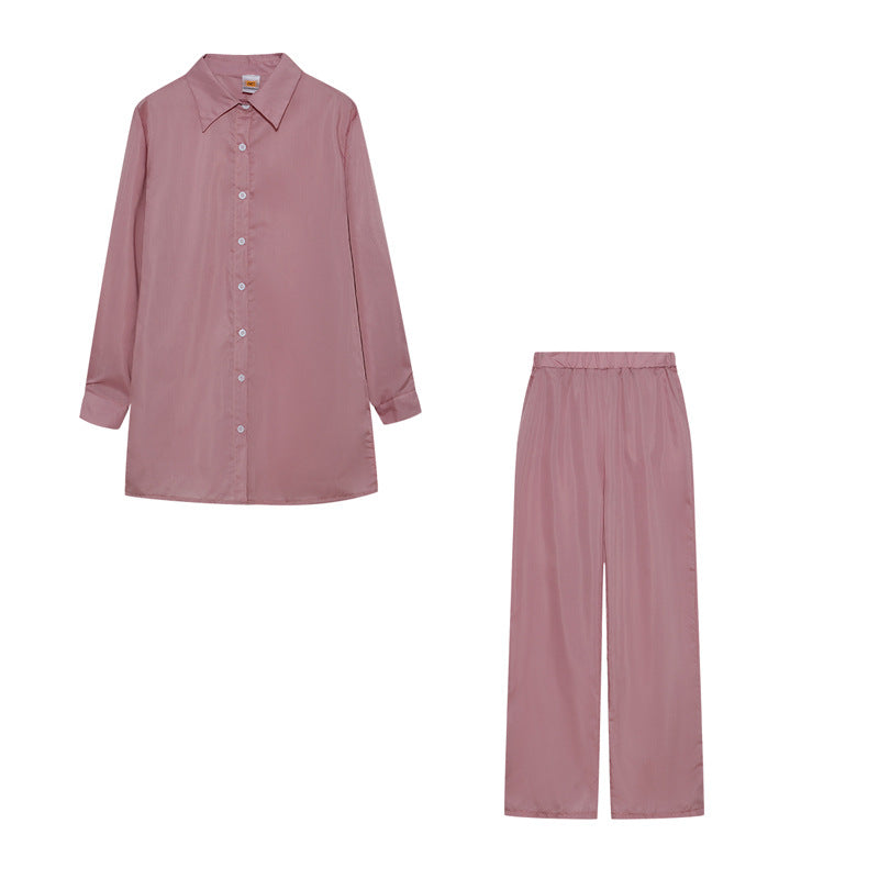 Davina satin pyjama set with wide leg trousers – image 6