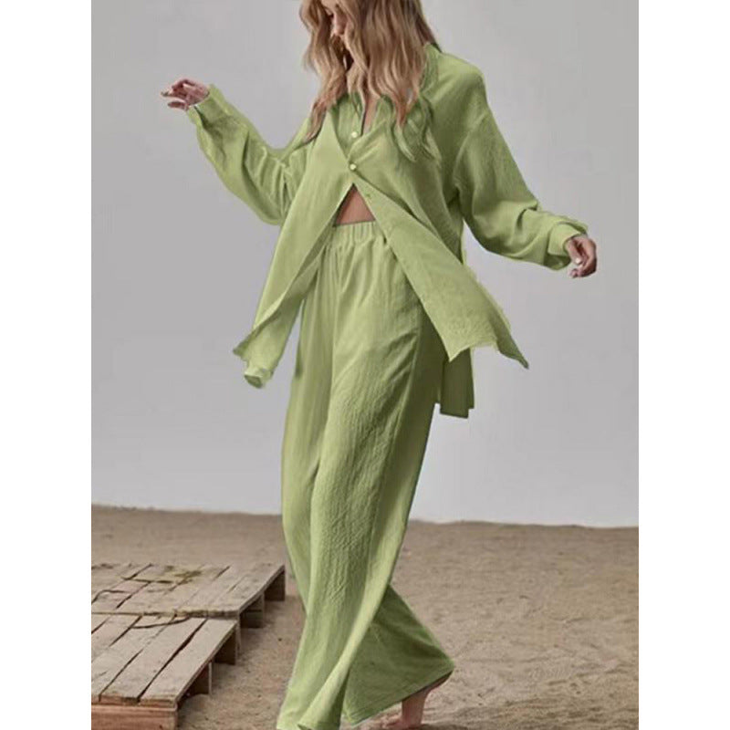 Davina satin pyjama set with wide leg trousers – image 4