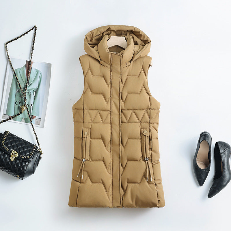 Faye longline hooded quilted gilet
