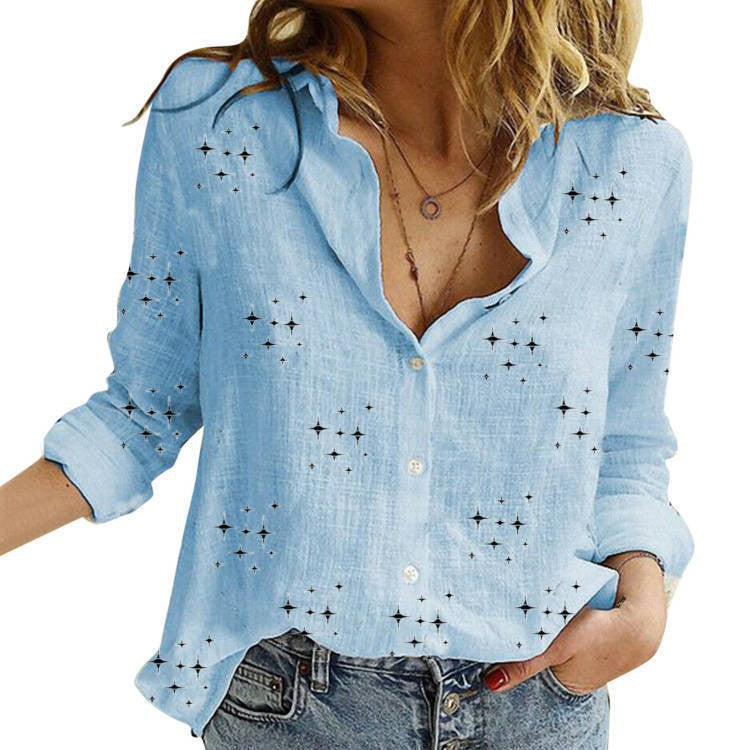 Valeria printed button front cotton blouse