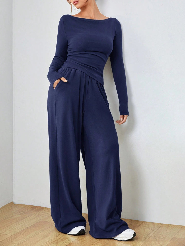 Minerva ruched top and palazzo trouser set – image 7