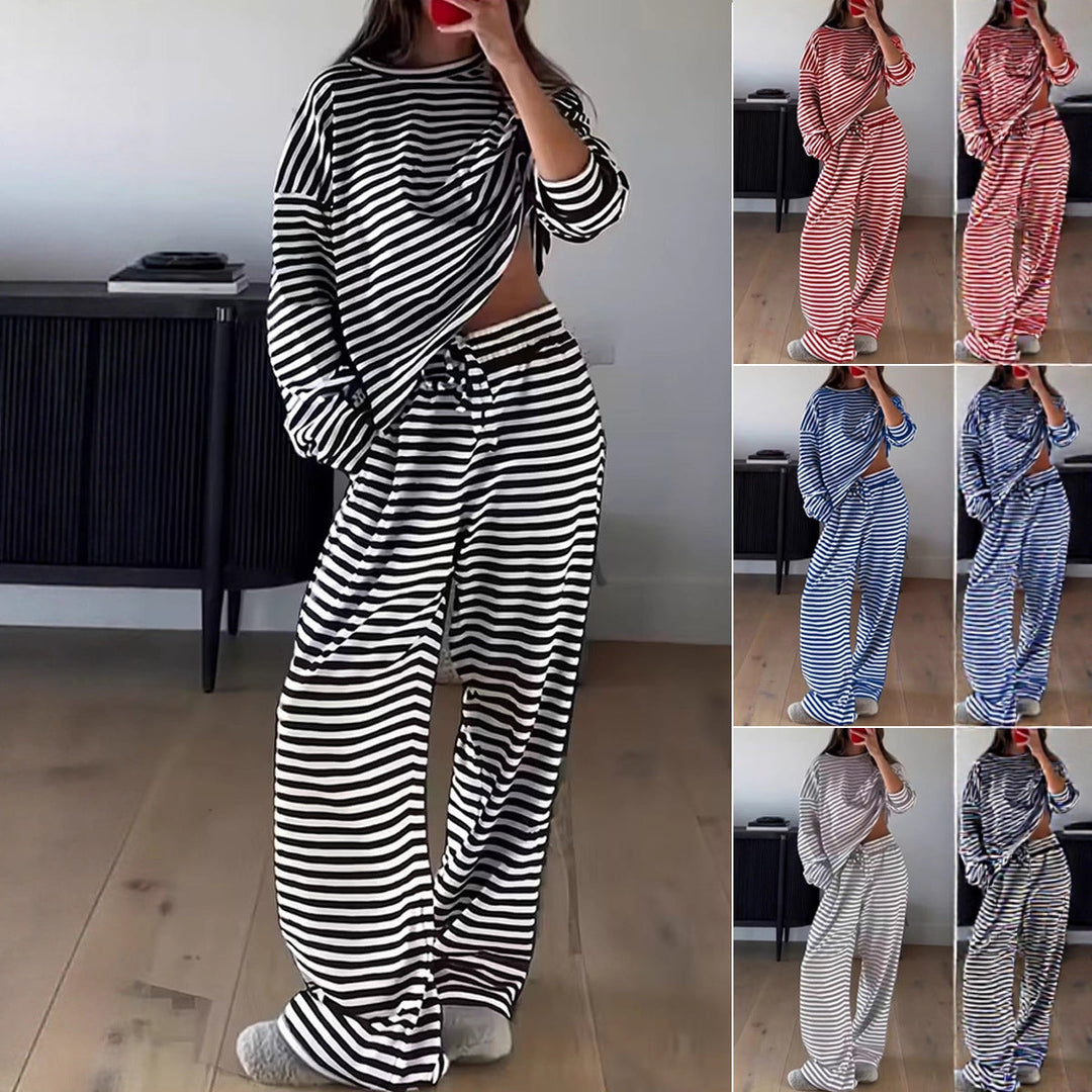 Nadege striped lounge set with wide leg trousers