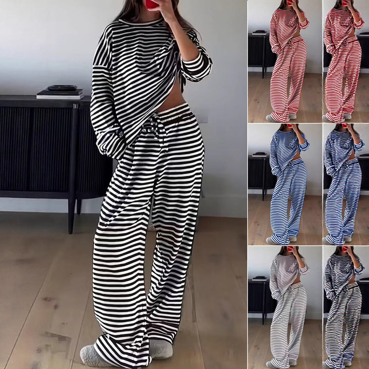 Nadege striped lounge set with wide leg trousers