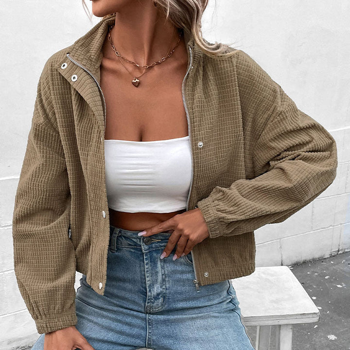 Cleo | Elegant Cropped Zip Up Jacket