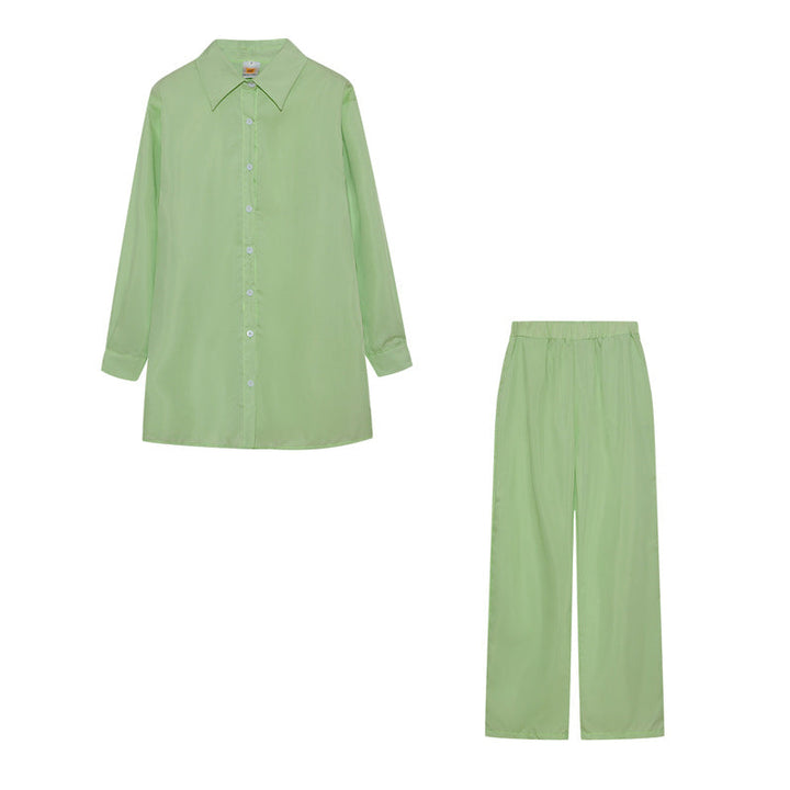 Davina satin pyjama set with wide leg trousers – image 10