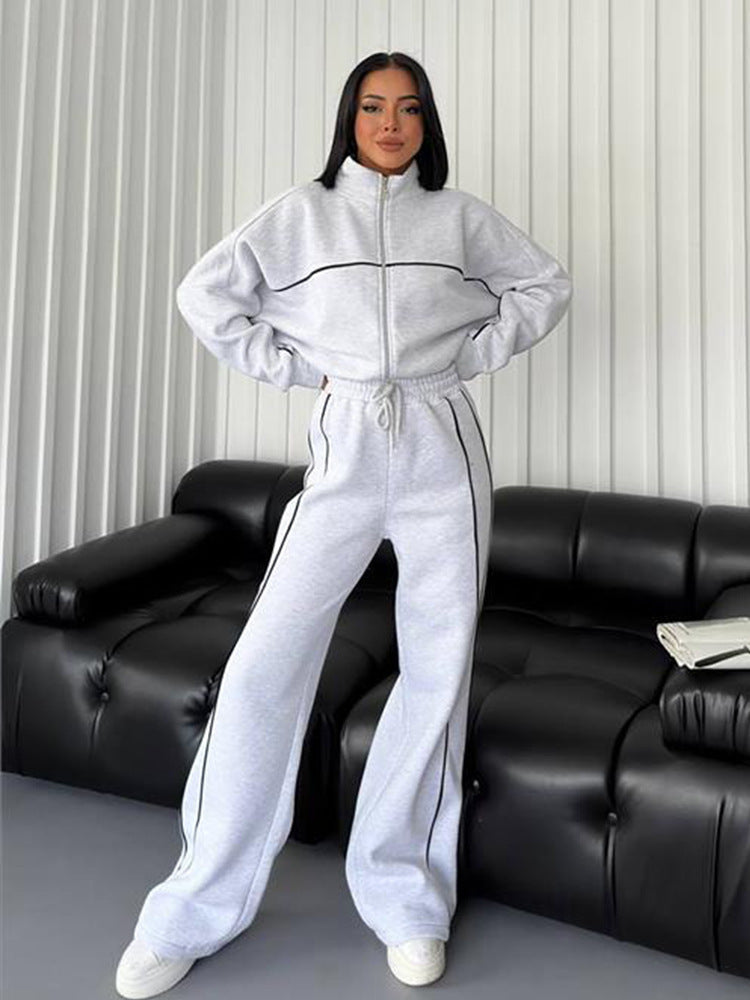 Hyacinth oversized zip up tracksuit set with contrast piping – image 8