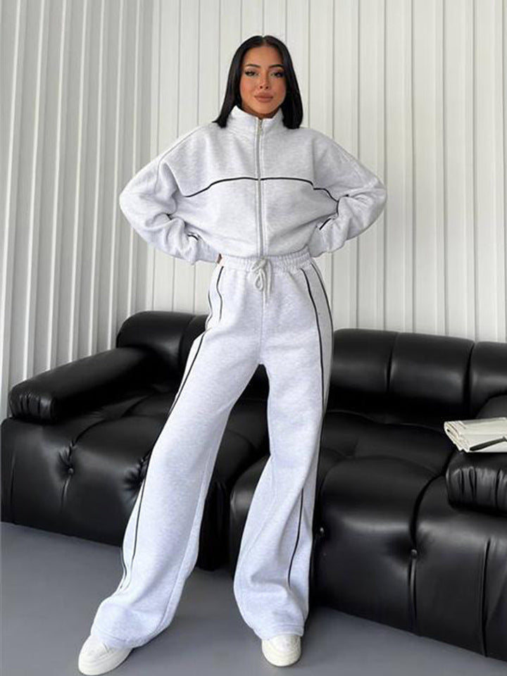 Hyacinth oversized zip up tracksuit set with contrast piping – image 8