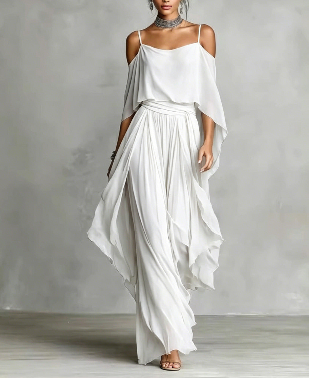 Roselyn chiffon off shoulder wide leg set – image 3