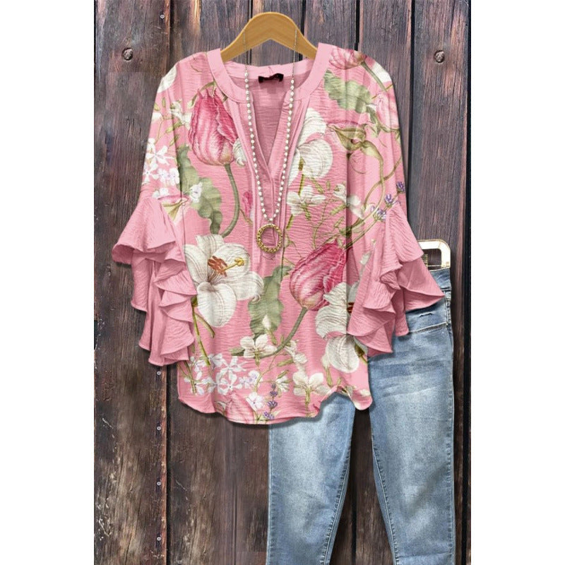 Agatha ruffle blouse with long sleeves